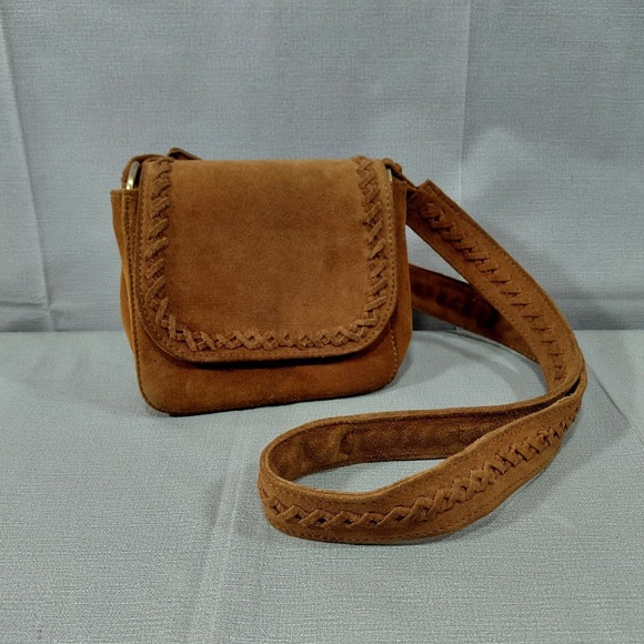 American Eagle By Payless Handbags - American Eagle Genuine Suede Cow Leather Crossbody Purse Brown